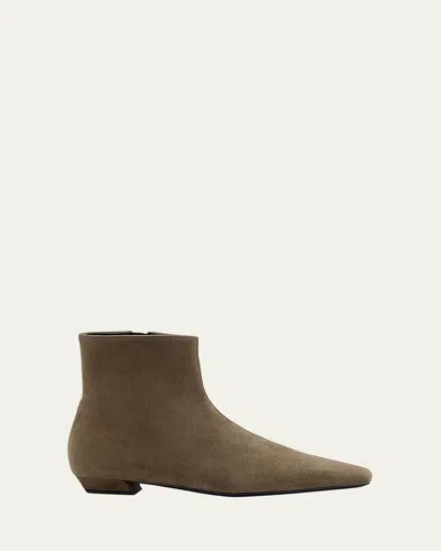 Proenza Schouler Trap Suede Zip Booties In Green