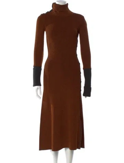 Pre-owned Proenza Schouler Turtleneck Long Dress In Brown