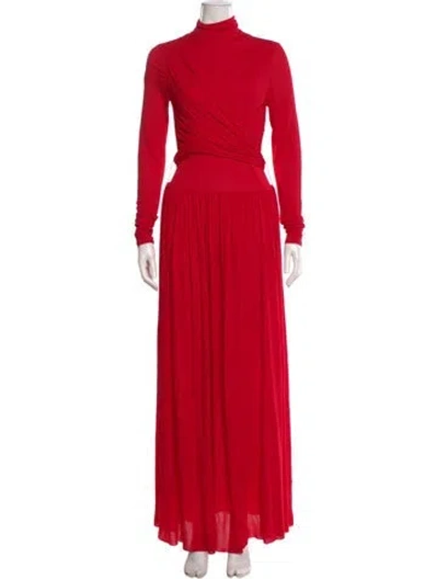 Pre-owned Proenza Schouler Turtleneck Long Dress In Red