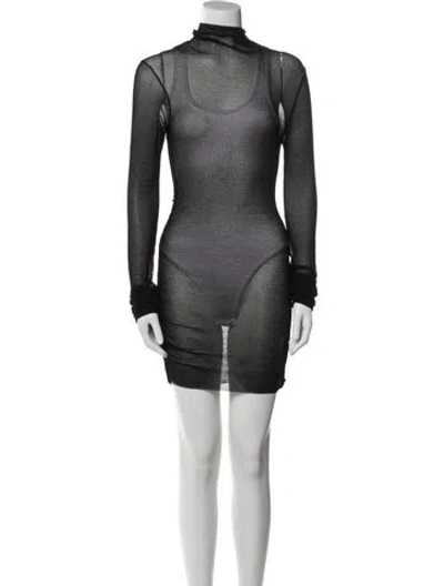 Pre-owned Proenza Schouler Turtleneck Mini Dress In Black