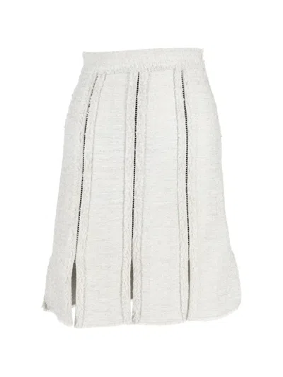 Pre-owned Proenza Schouler Tweed Midi Skirt In Neutral