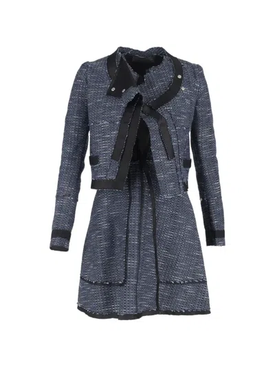 Pre-owned Proenza Schouler Tweed Mini Dress And Blazer Set In Blue