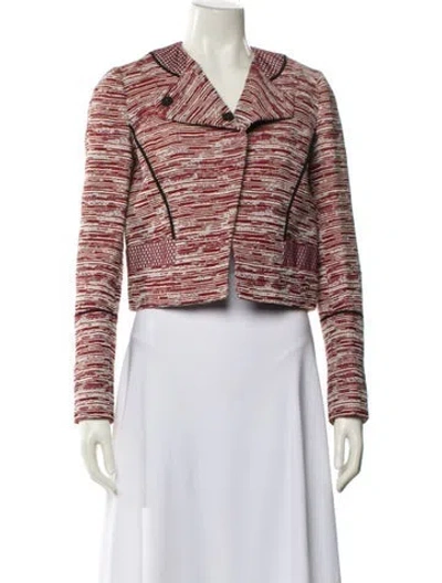 Pre-owned Proenza Schouler Tweed Pattern Biker Jacket In Red