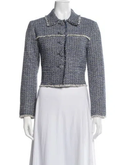 Pre-owned Proenza Schouler Tweed Pattern Blazer In Blue