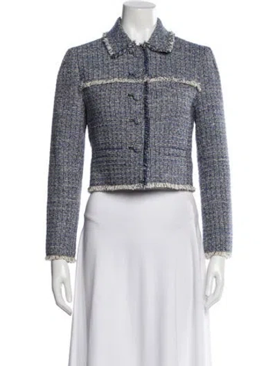 Pre-owned Proenza Schouler Tweed Pattern Evening Jacket In Blue