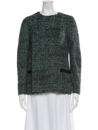 Pre-owned Proenza Schouler Tweed Pattern Jacket In Green