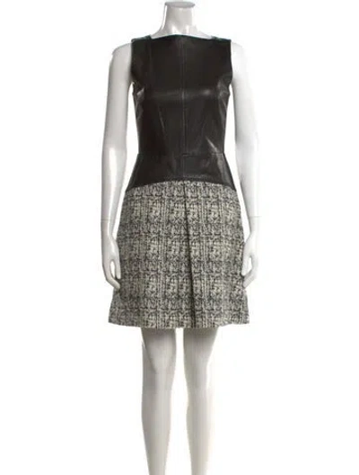 Pre-owned Proenza Schouler Tweed Pattern Mini Dress In Black