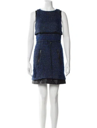 Pre-owned Proenza Schouler Tweed Pattern Mini Dress In Blue