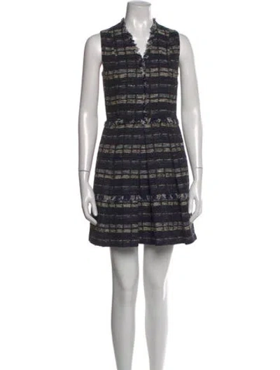 Pre-owned Proenza Schouler Tweed Pattern Mini Dress In Blue