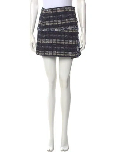 Pre-owned Proenza Schouler Tweed Pattern Mini Skirt In Blue
