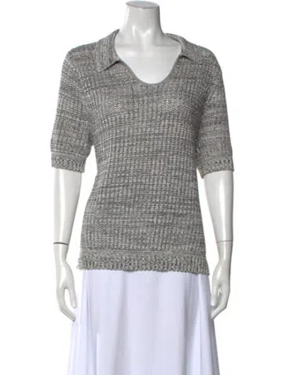Pre-owned Proenza Schouler Tweed Pattern V-neck Sweater In Grey