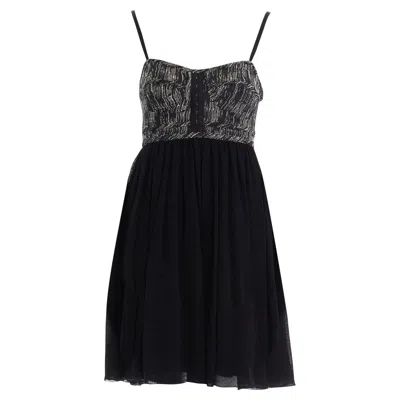 Proenza Schouler Tweed Silk Flounce Skirt Mini Dress In Grey