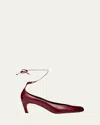 Proenza Schouler Uma Leather Ankle-tie Pumps In Burgundy
