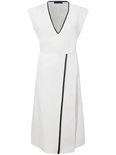 Proenza Schouler V-neck Cotton Blend Wrap Dress In White