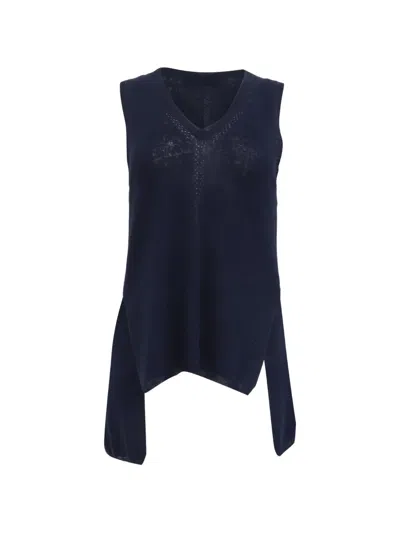 Pre-owned Proenza Schouler V-neck Slit Top In Blue