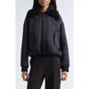 Proenza Schouler Vadra Recycled Nylon Bomber Jacket With Faux Shearling Collar In Black