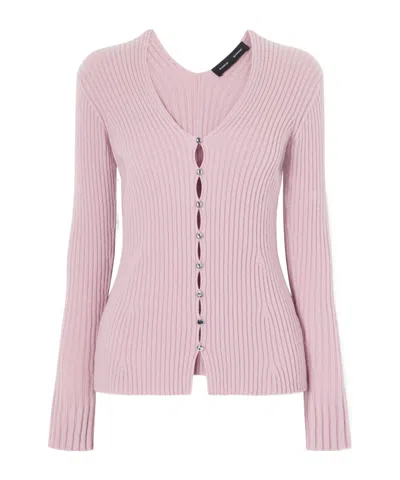 Proenza Schouler Valeria Ribbed-knit Cashmere Cardigan In Pink