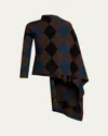 Proenza Schouler Vanne Argyle Cape Sweater In Brown