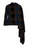 Proenza Schouler Vanne Argyle Velvet Knit Top In Brown