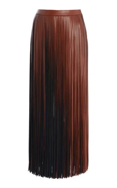 Proenza Schouler Veda Faux Leather Fringe Skirt In Brown