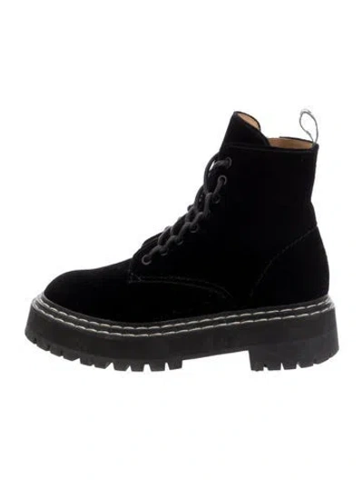 Pre-owned Proenza Schouler Velvet Combat Boots In Black