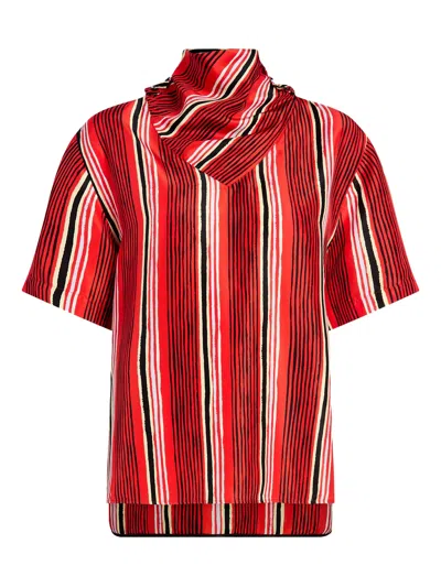 Proenza Schouler Vermillion Silk Amira Top In Multi