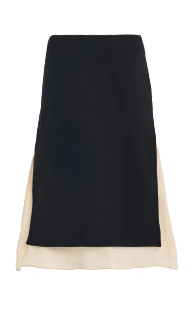 Proenza Schouler Vessa Stretch Wool Crepe Skirt In Black