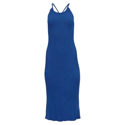 Pre-owned Proenza Schouler Vida Ribbed-knit Midi Dress In Blue Viscose