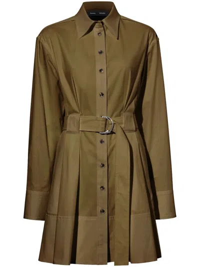 Proenza Schouler Viola Belted Shirtdress In Green