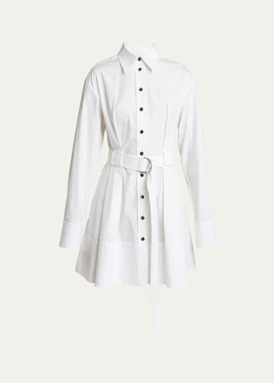 Proenza Schouler Viola Compact Poplin Mini Shirtdress In White