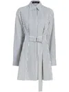 Proenza Schouler Violan Stripe Belted Poplin Mini Dress In Blue