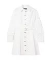 Proenza Schouler Sammy Long Sleeve Belted Stretch Cotton Poplin Shirtdress In White