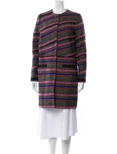 Pre-owned Proenza Schouler Virgin Wool Striped Coat In Black