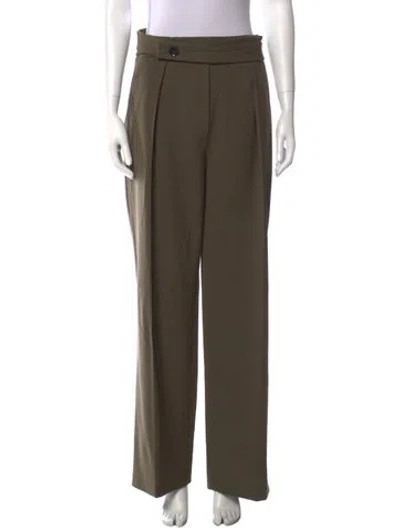 Pre-owned Proenza Schouler Virgin Wool Wide Leg Pants In Green
