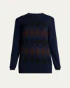 Proenza Schouler Diamond-pattern Merino Wool-silk Blend Sweater In Blue