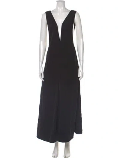 Pre-owned Proenza Schouler V-neck Long Dress In Black