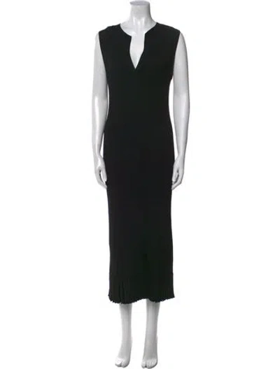 Pre-owned Proenza Schouler V-neck Long Dress In Black