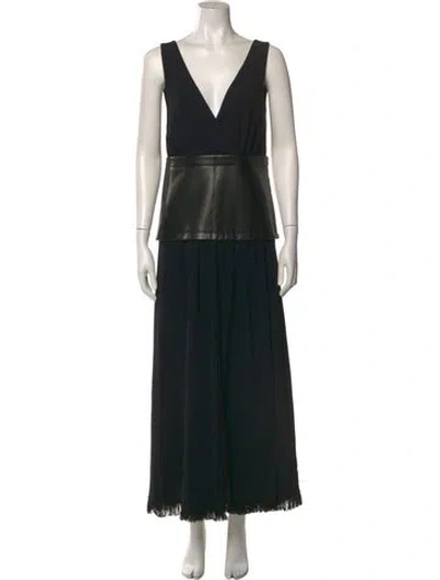 Pre-owned Proenza Schouler V-neck Long Dress In Black