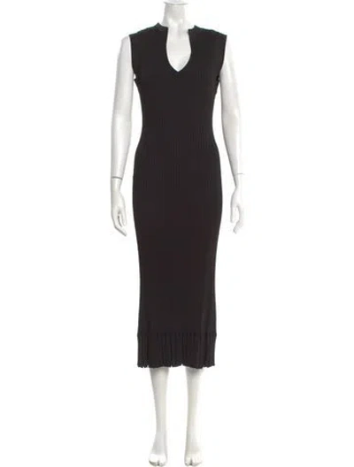 Pre-owned Proenza Schouler V-neck Long Dress In Black