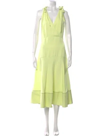 Pre-owned Proenza Schouler V-neck Long Dress In Green
