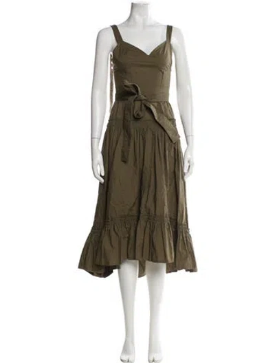 Pre-owned Proenza Schouler V-neck Long Dress In Green