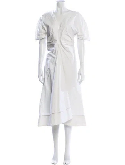 Pre-owned Proenza Schouler V-neck Long Dress In White