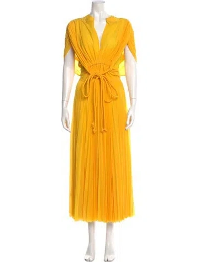 Pre-owned Proenza Schouler V-neck Long Dress In Yellow