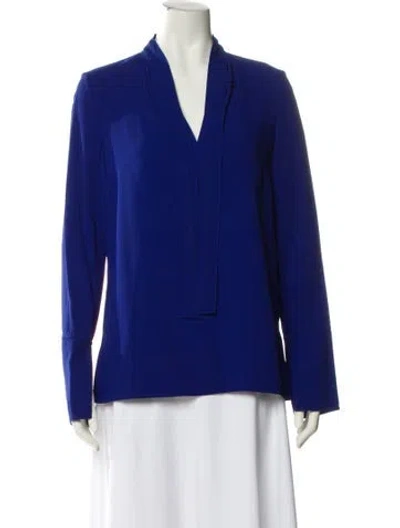 Pre-owned Proenza Schouler V-neck Long Sleeve Blouse In Blue