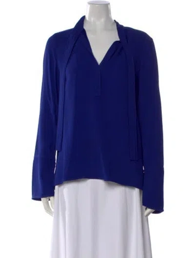 Pre-owned Proenza Schouler V-neck Long Sleeve Blouse In Blue