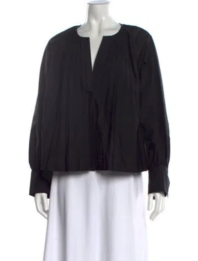 Pre-owned Proenza Schouler V-neck Long Sleeve Blouse W/ Tags In Black