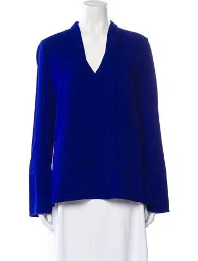 Pre-owned Proenza Schouler V-neck Long Sleeve Blouse W/ Tags In Blue