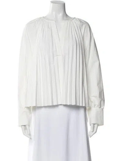 Pre-owned Proenza Schouler V-neck Long Sleeve Blouse W/ Tags In Neutral