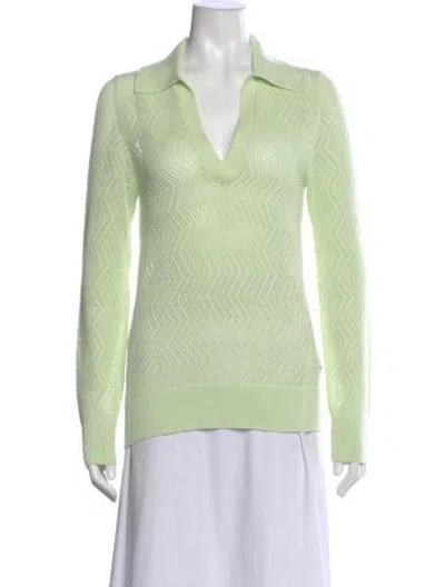 Pre-owned Proenza Schouler V-neck Long Sleeve Polo In Green