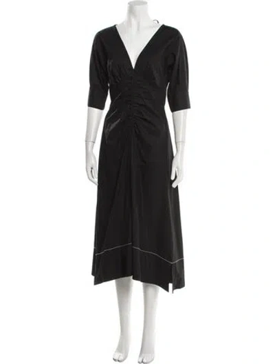 Pre-owned Proenza Schouler V-neck Midi Length Dress In Black